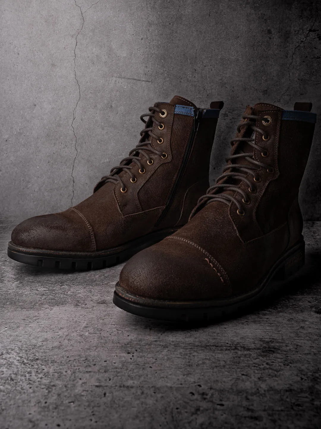 Alberto Torresi Headon Series Devl556 Suede Distress Long Boots For Men