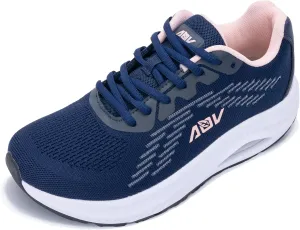 AOV Wide Toe Box Shoes Women Arch Support Walking Shoes for Plantar Fasciitis Orthotic Air Tennis Sneakers BluePink Size 9.5