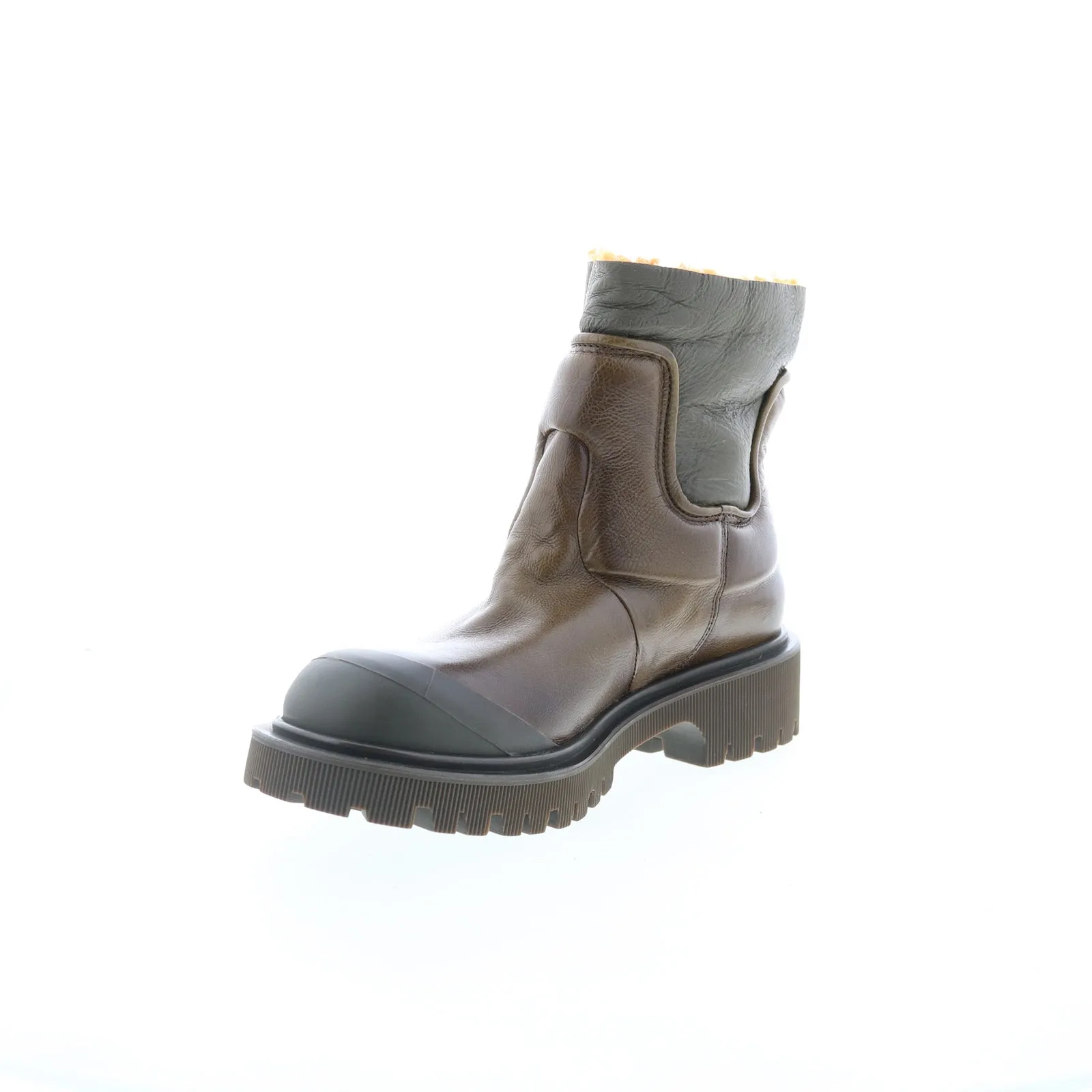 A.S. 98 Theodore Fur Womens Brown Leather Slip On Casual Dress Boots