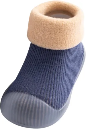 Baby Sock Shoes,0-4 Years Toddler Baby Boys Girls Solid Warm Knit Soft Sole Rubber Sock Shoes