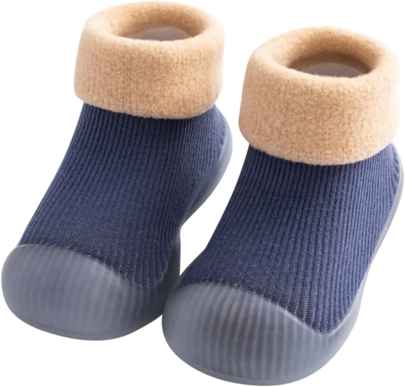 Baby Sock Shoes,0-4 Years Toddler Baby Boys Girls Solid Warm Knit Soft Sole Rubber Sock Shoes