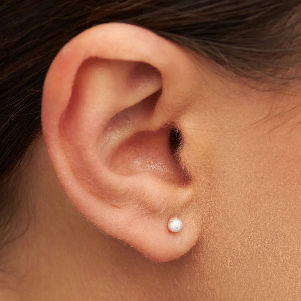 Ball Brushed earring 1 pcs - Silver
