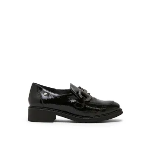 Black Patent Leather Loafers with Horsebit Buckle