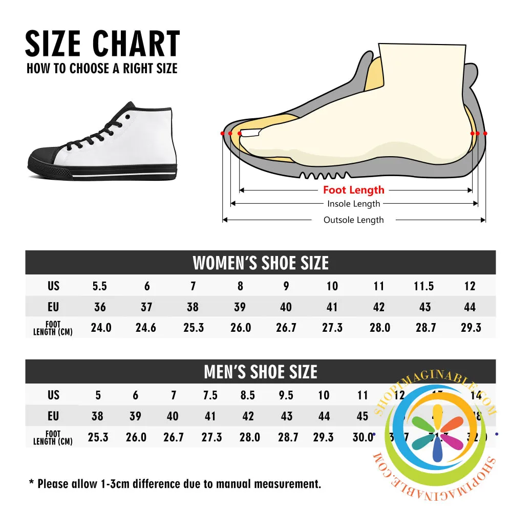 Boho Chic Rainbow Ladies High Top Canvas Shoes