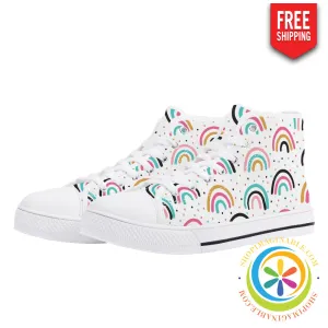 Boho Chic Rainbow Ladies High Top Canvas Shoes
