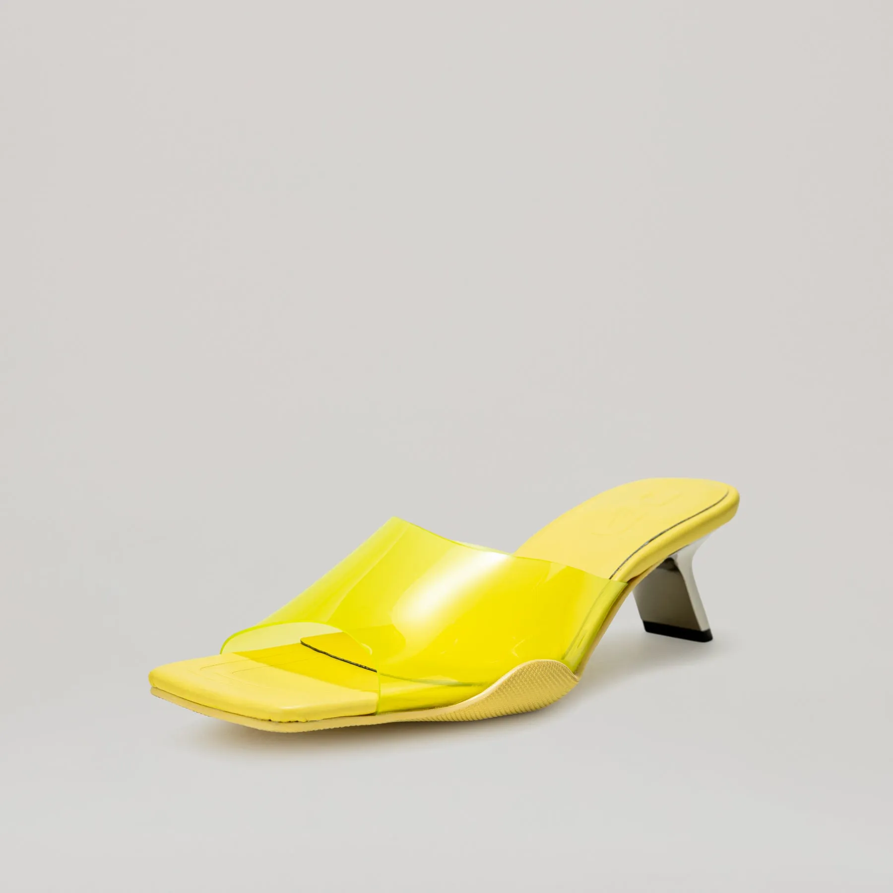 both - 40MM KITTEN HEELED PVC MULE-YELLOW