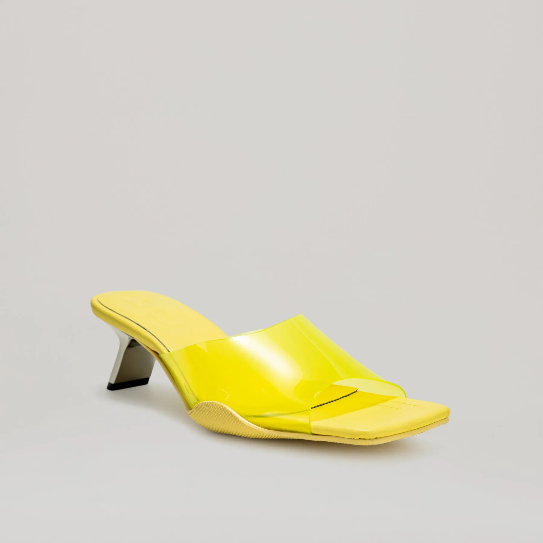 both - 40MM KITTEN HEELED PVC MULE-YELLOW