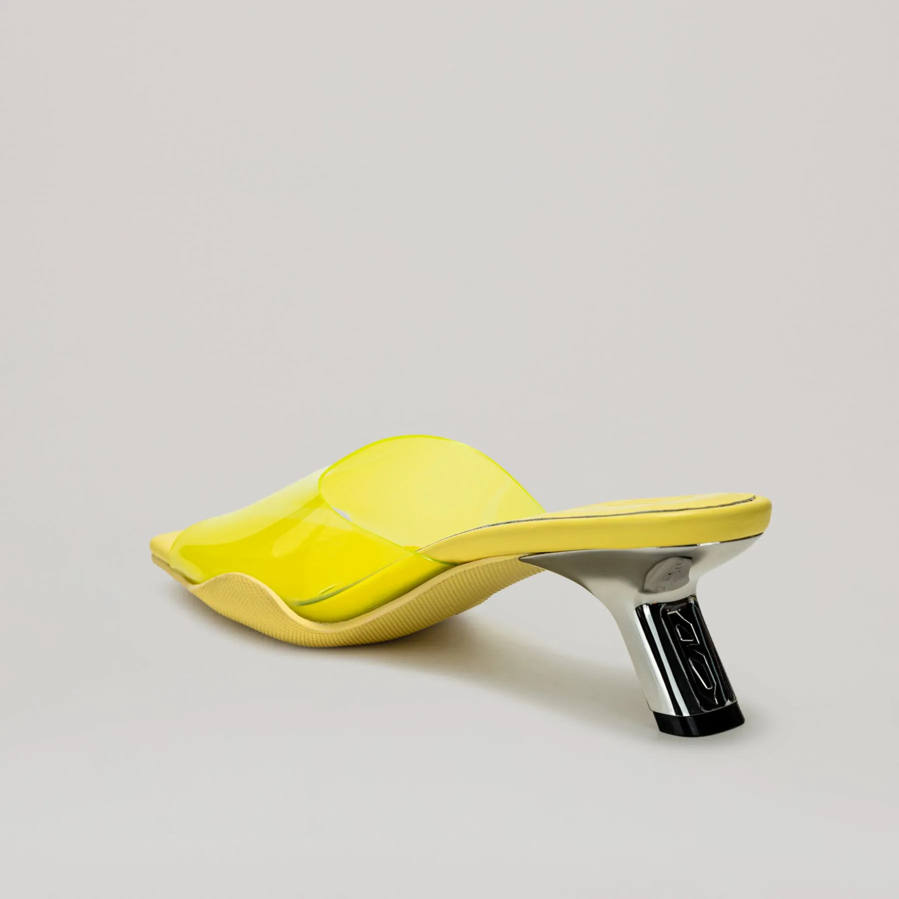 both - 40MM KITTEN HEELED PVC MULE-YELLOW