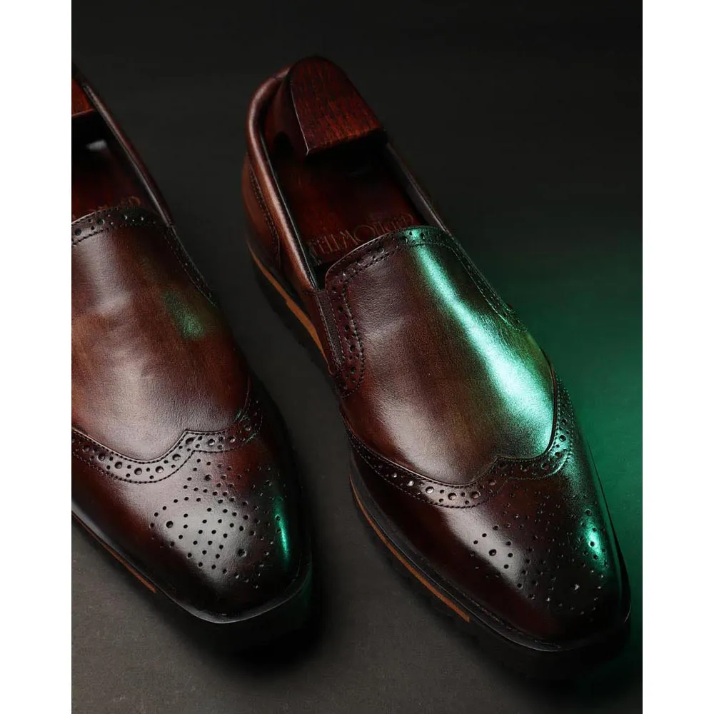 Brown Extralight Tooth Sole Wingtip Loafers