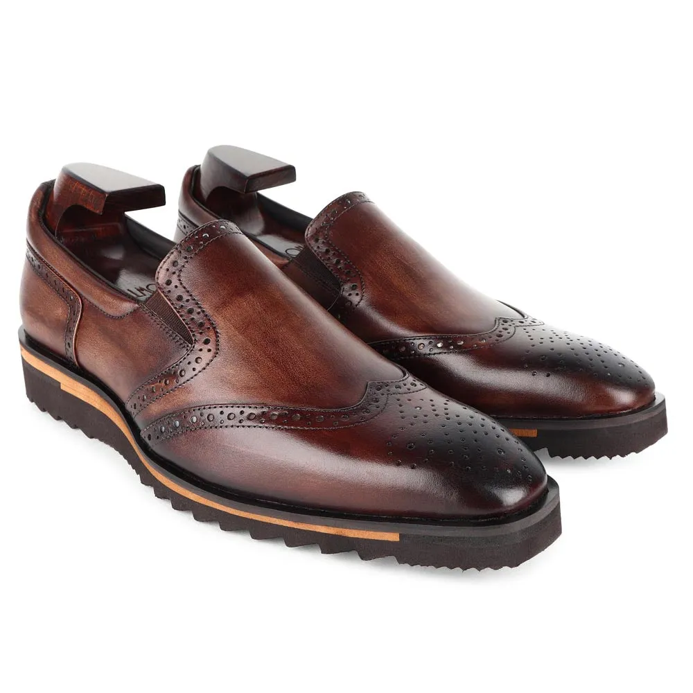 Brown Extralight Tooth Sole Wingtip Loafers