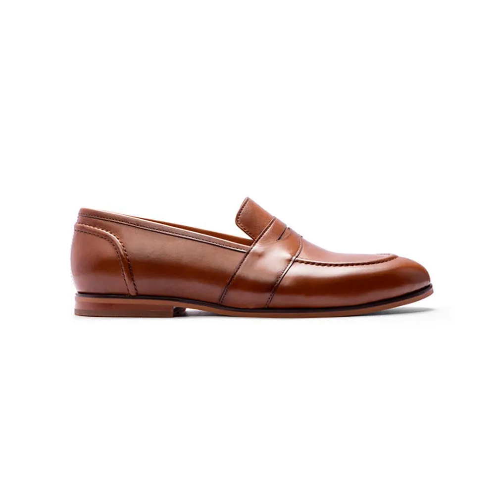 Brown Full Saddle Apron Toe Moc Loafers