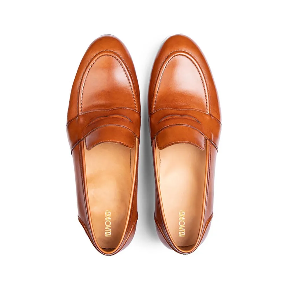 Brown Full Saddle Apron Toe Moc Loafers