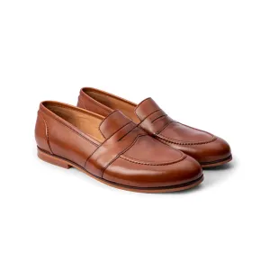 Brown Full Saddle Apron Toe Moc Loafers