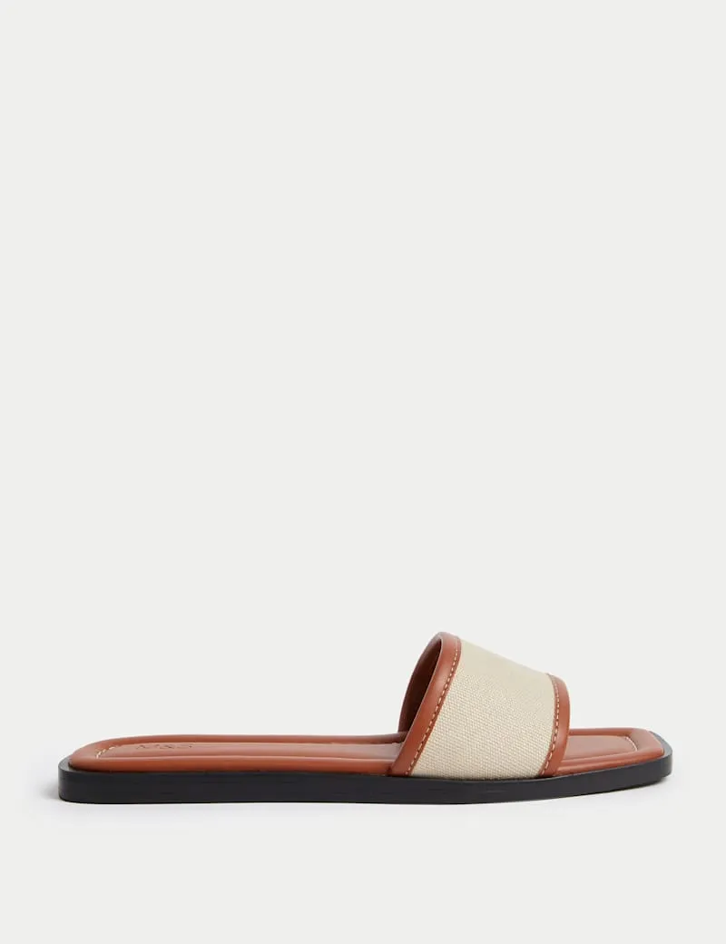 Canvas Flat Mule Sandals