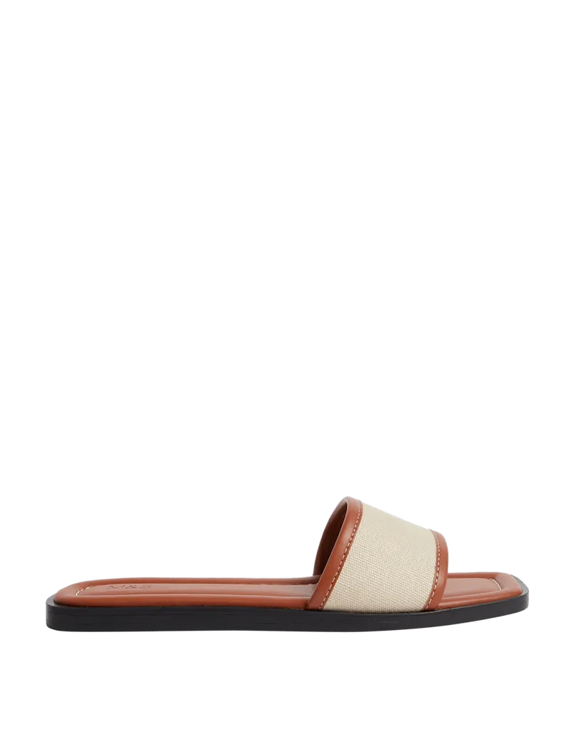 Canvas Flat Mule Sandals