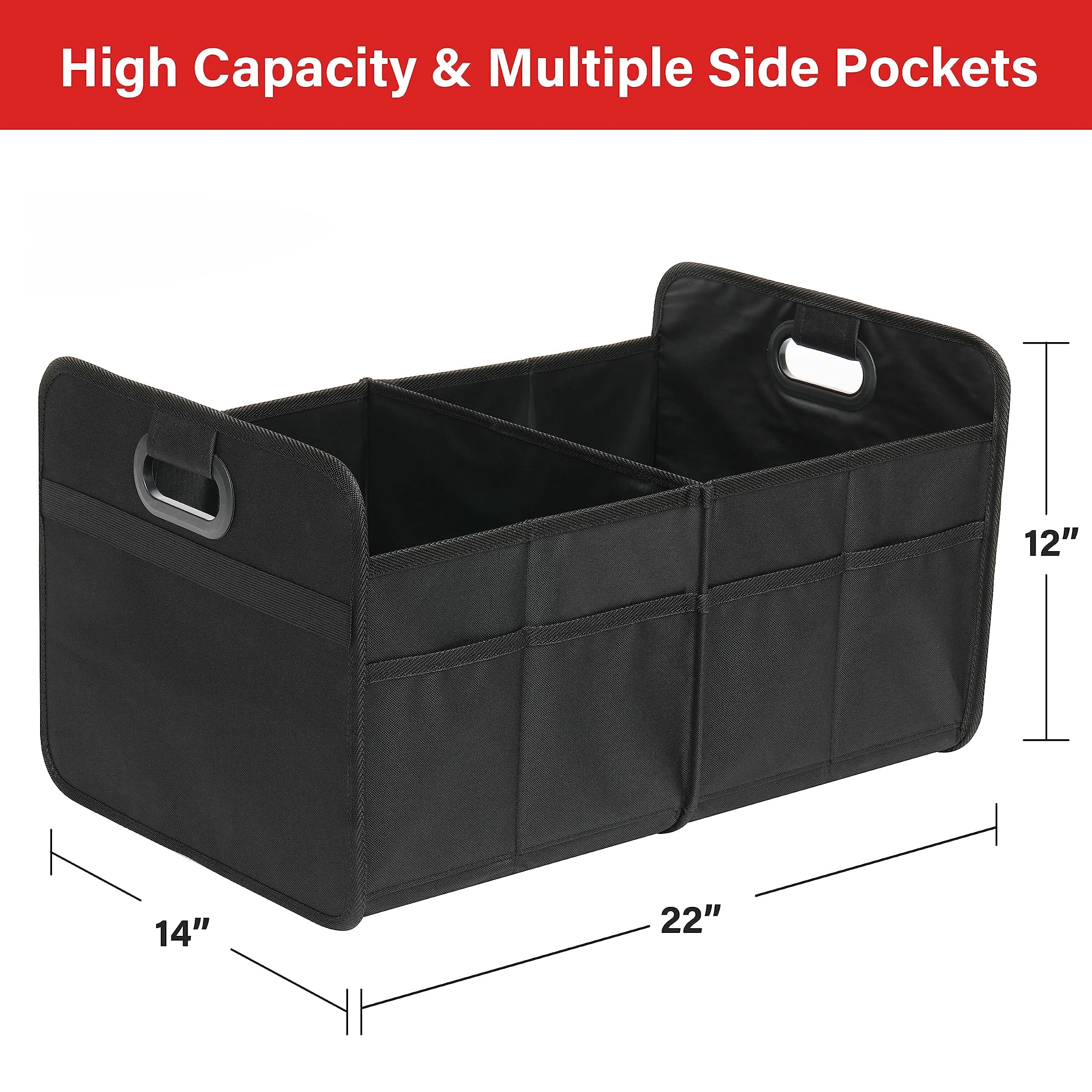 Car Trunk Organizer, 2 Compartment Waterproof Storage