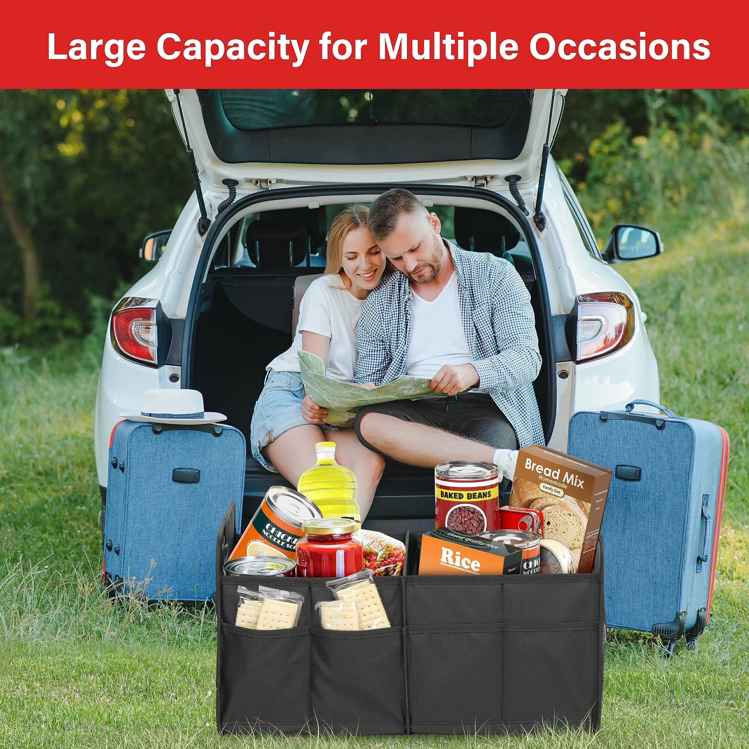 Car Trunk Organizer, 2 Compartment Waterproof Storage