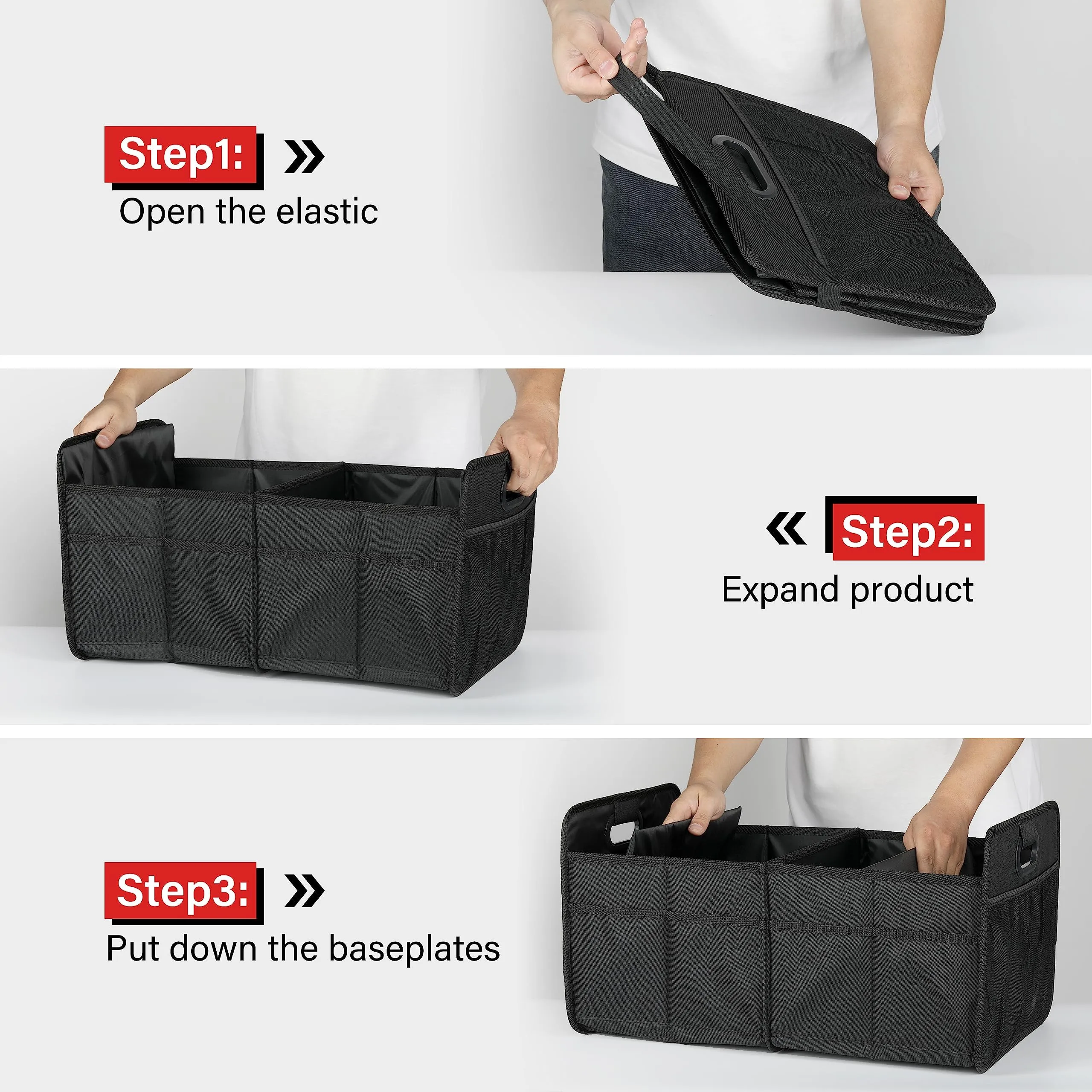 Car Trunk Organizer, 2 Compartment Waterproof Storage