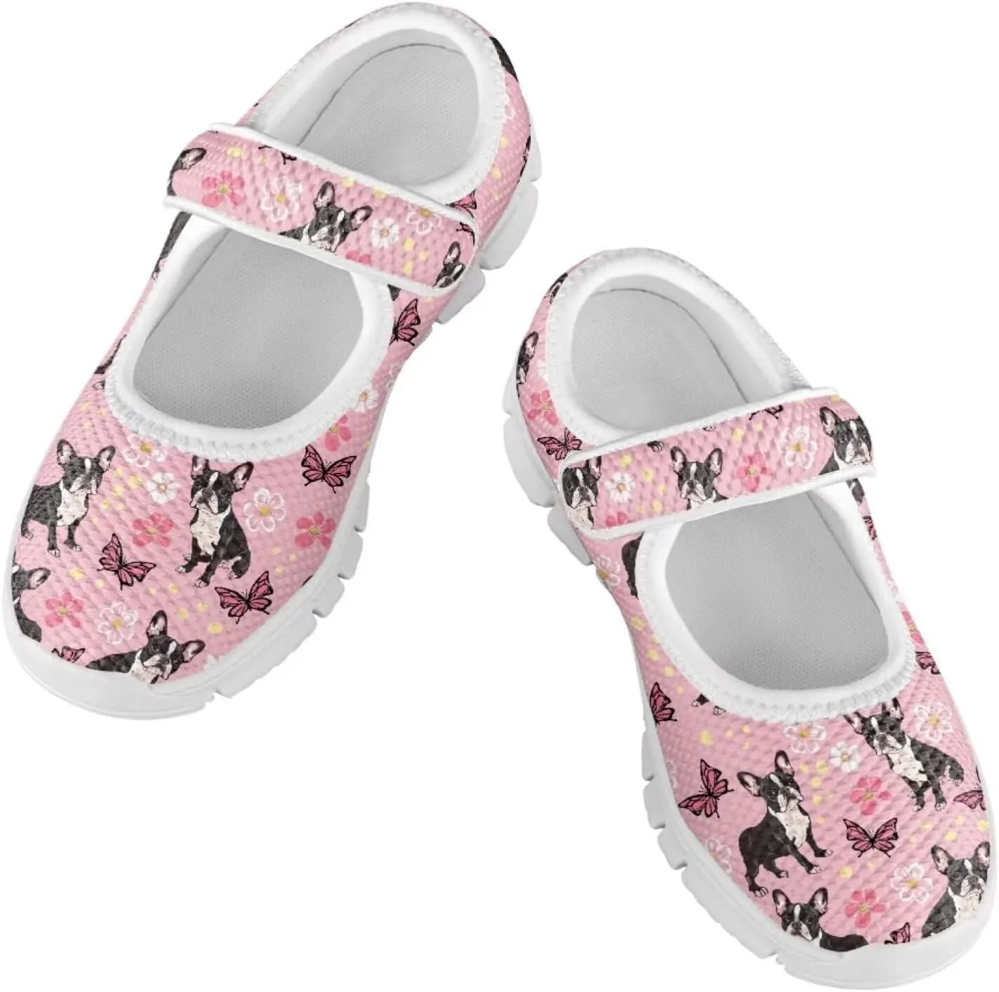 chaqlin Dog Girls Dress Shoes Mary Jane Running Athletic Shoes Lightweight Barefoot Flat Breathable Mesh for Outdoor Indoor