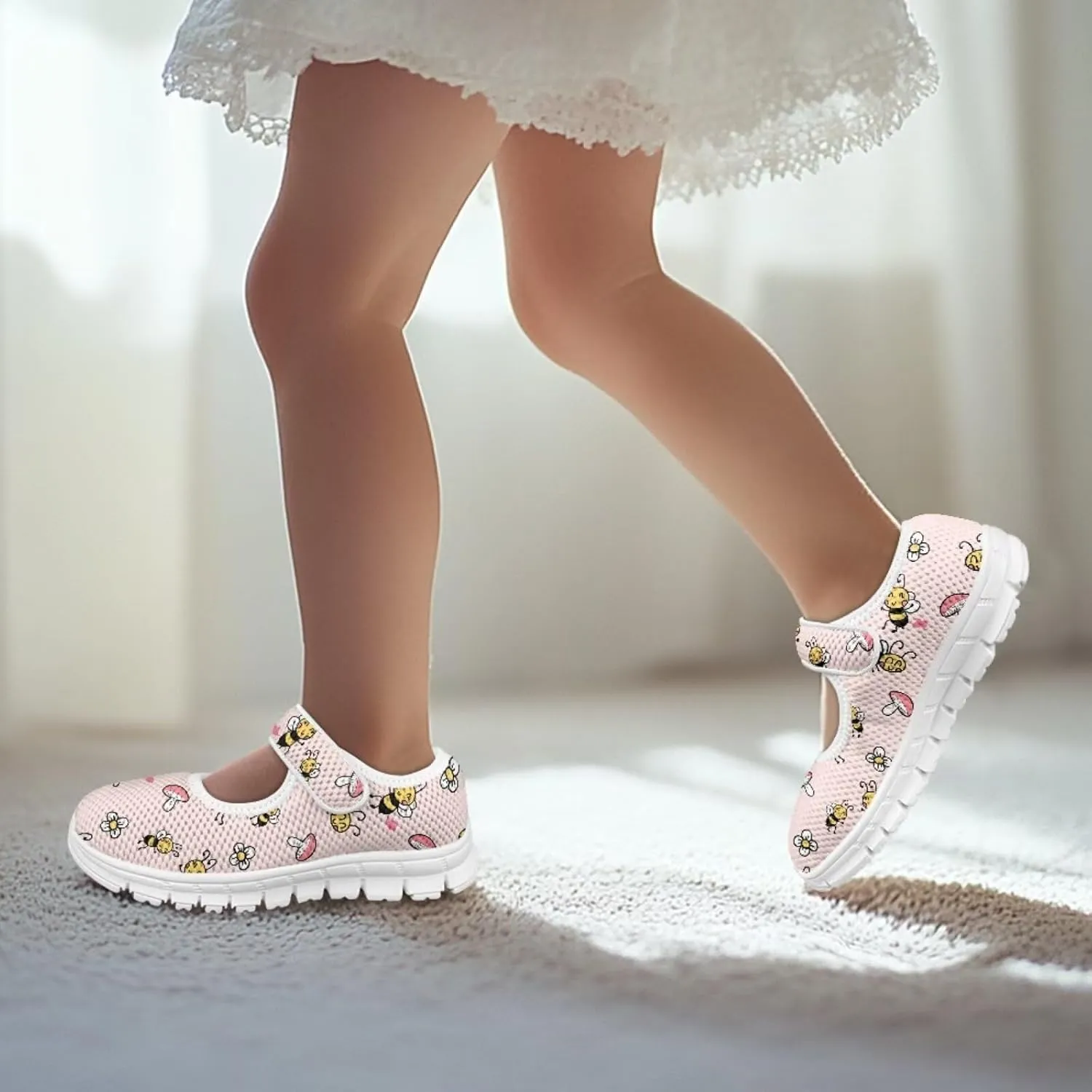 chaqlin Kids Mary Jane Girl's School Uniform Dress Shoes Boys Non Slip Breathable Mesh Strap Sneaker Casual Waling Running Tennis Shoes