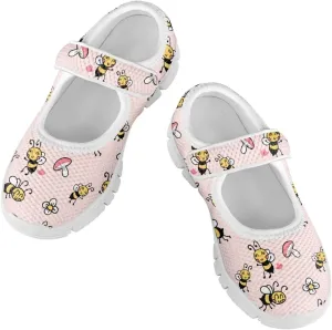 chaqlin Kids Mary Jane Girl's School Uniform Dress Shoes Boys Non Slip Breathable Mesh Strap Sneaker Casual Waling Running Tennis Shoes