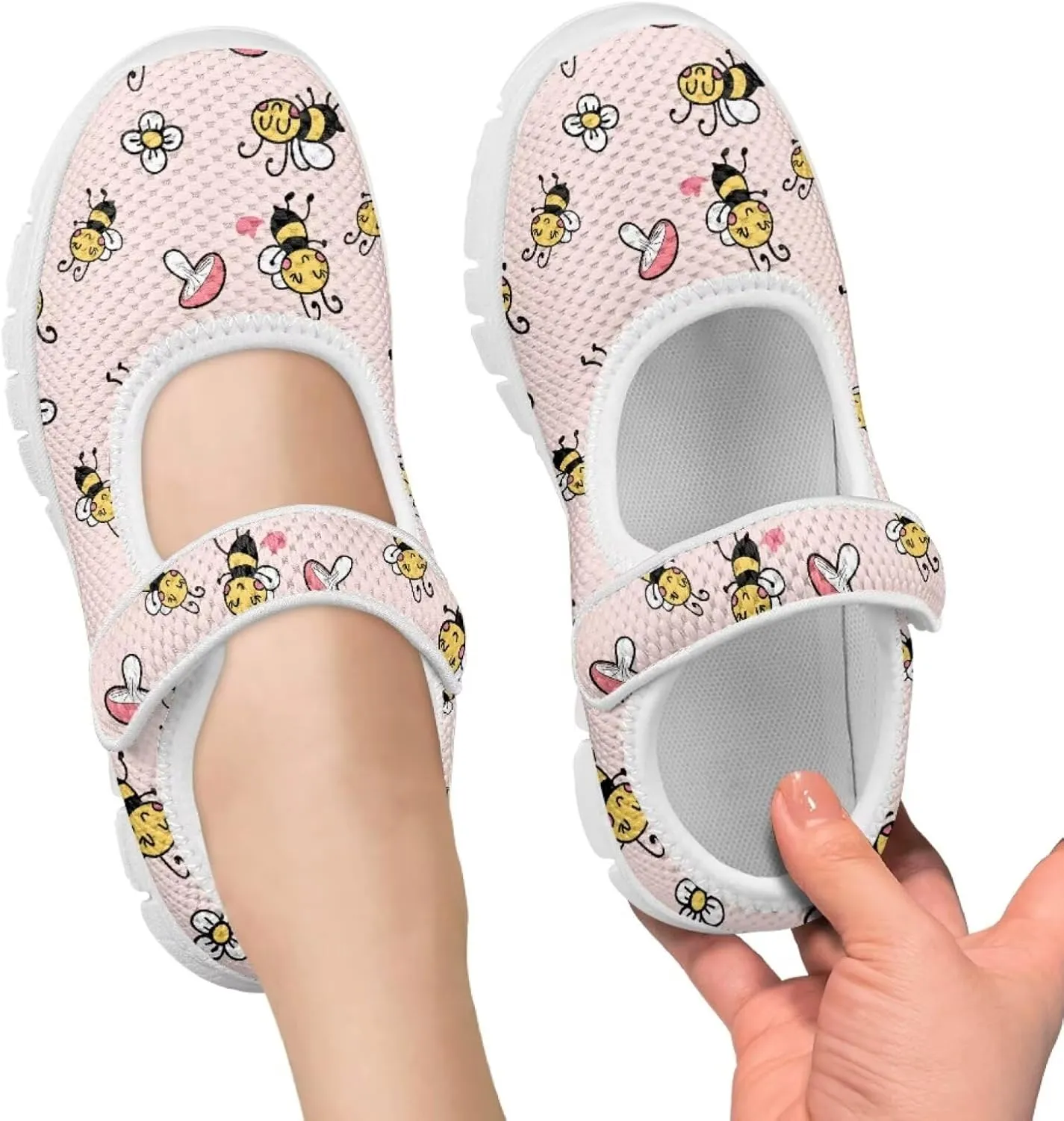 chaqlin Kids Mary Jane Girl's School Uniform Dress Shoes Boys Non Slip Breathable Mesh Strap Sneaker Casual Waling Running Tennis Shoes