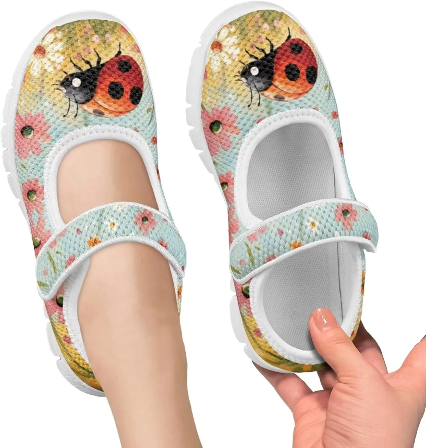 chaqlin Kids Mary Jane Girl's School Uniform Dress Shoes Boys Non Slip Breathable Mesh Strap Sneaker Casual Waling Running Tennis Shoes