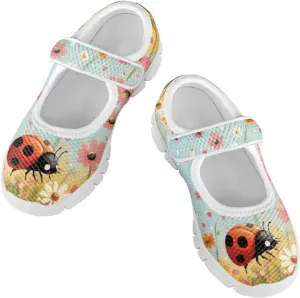 chaqlin Kids Mary Jane Girl's School Uniform Dress Shoes Boys Non Slip Breathable Mesh Strap Sneaker Casual Waling Running Tennis Shoes