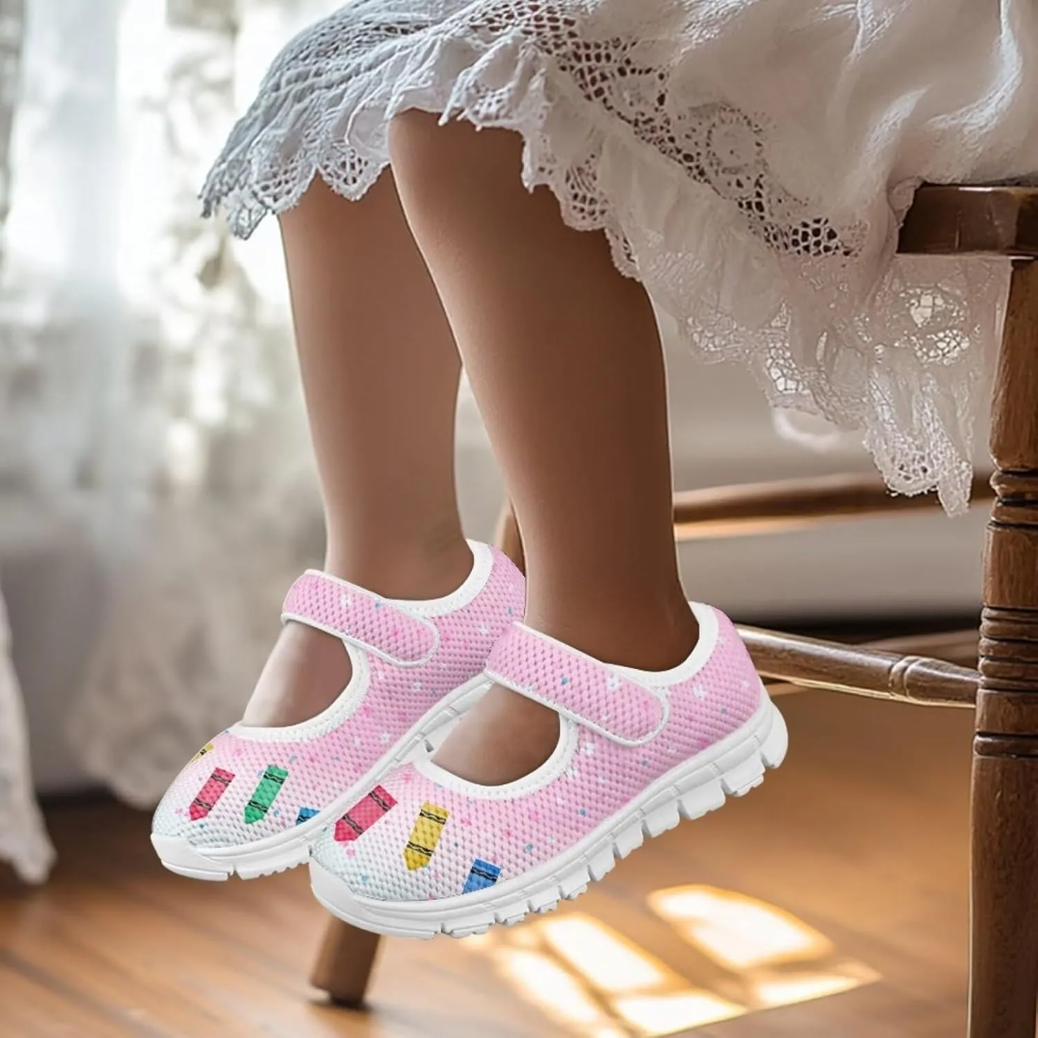 chaqlin Kids Sneaker Mary Jane Slip-On Dress Shoes Boys Girls Lightweight Fashion Breathable Mesh Strap Sneaker Casual School Uniform Shoes