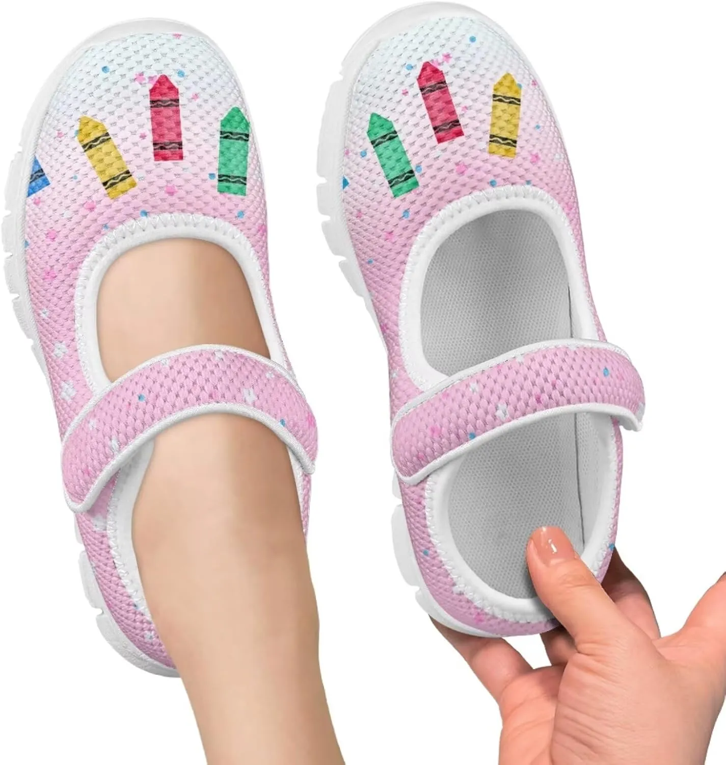 chaqlin Kids Sneaker Mary Jane Slip-On Dress Shoes Boys Girls Lightweight Fashion Breathable Mesh Strap Sneaker Casual School Uniform Shoes