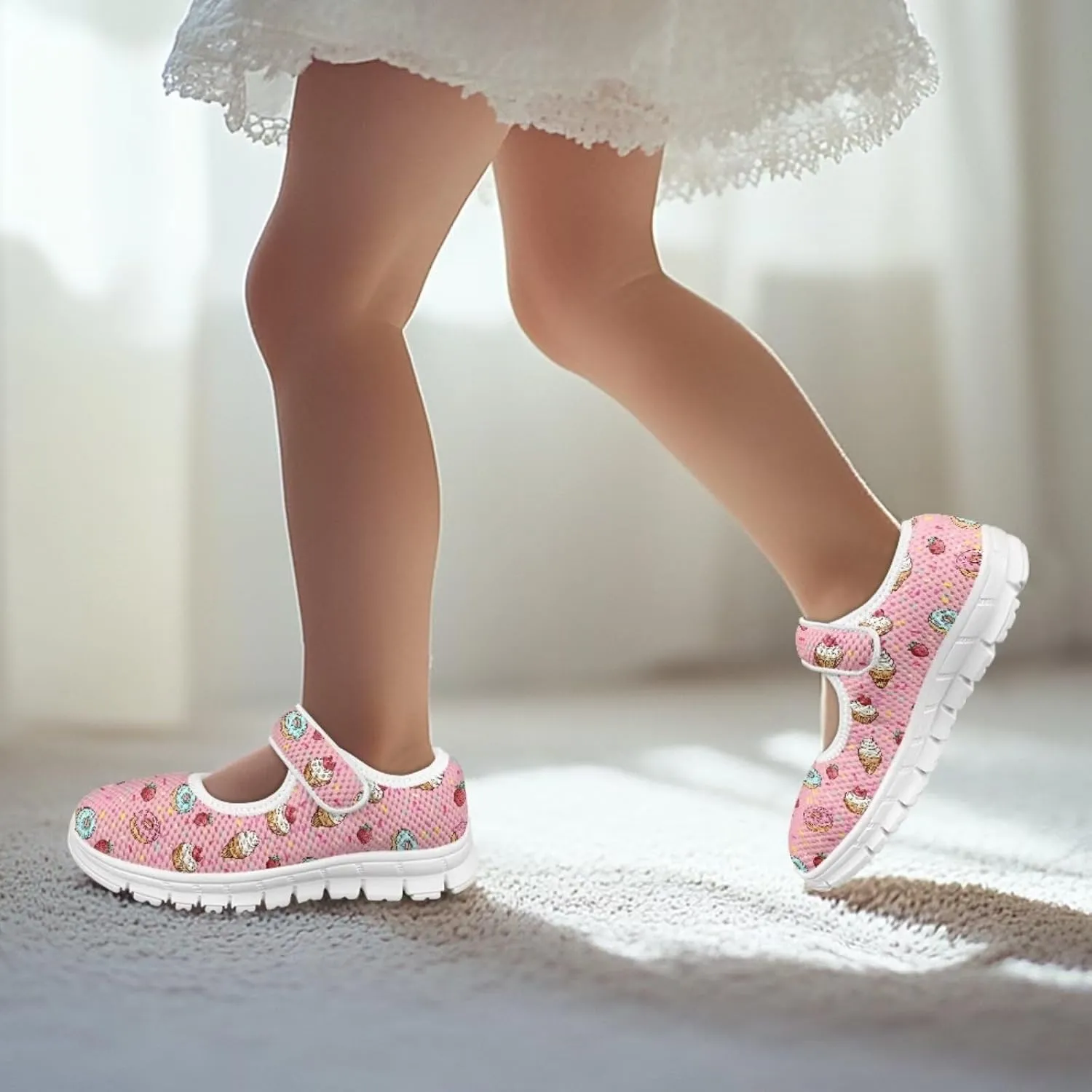 chaqlin Kids Sneaker Mary Jane Slip-On Dress Shoes Boys Girls Lightweight Fashion Breathable Mesh Strap Sneaker Casual School Uniform Shoes