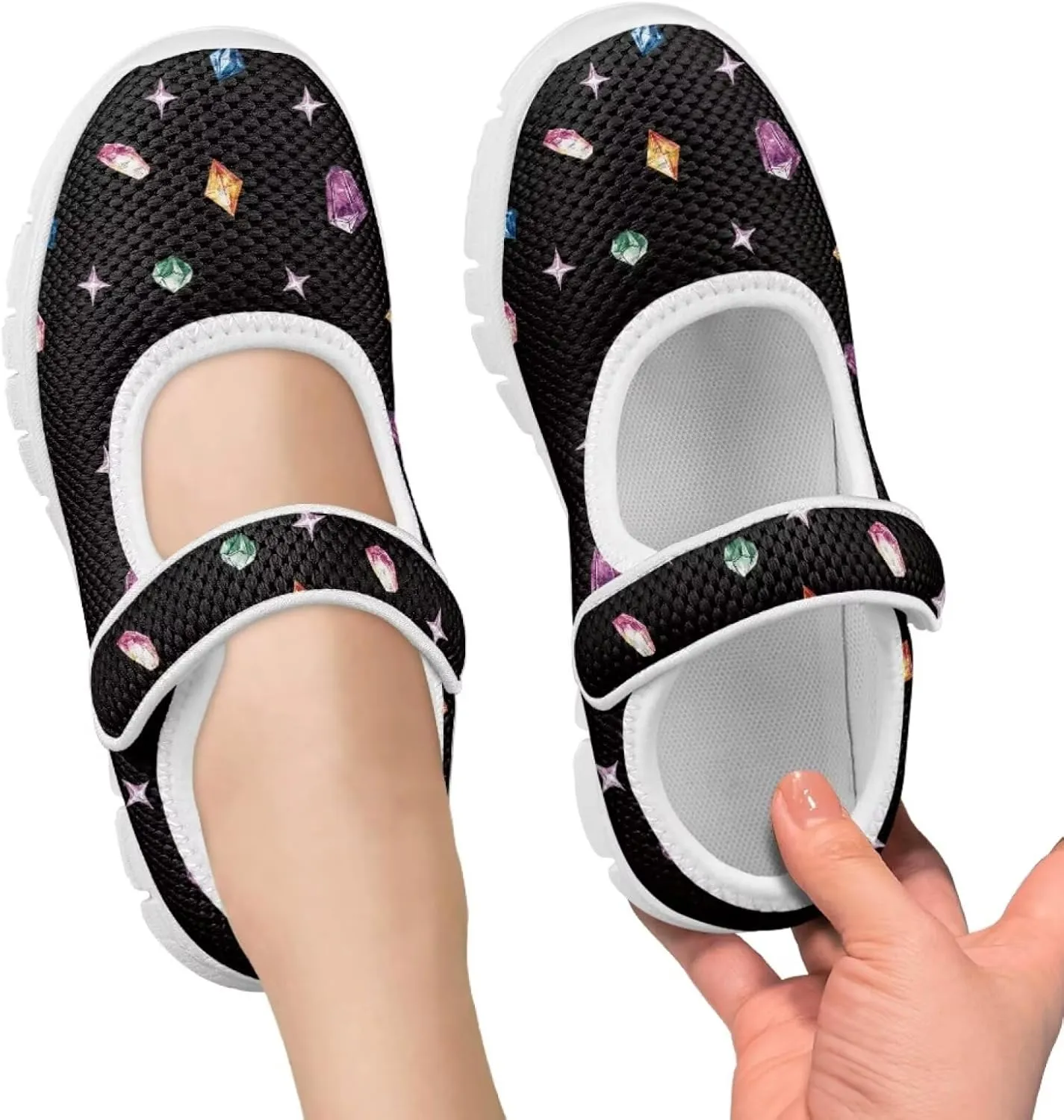 chaqlin Kids Sneaker Mary Jane Slip-On Dress Shoes Boys Girls Lightweight Fashion Breathable Mesh Strap Sneaker Casual School Uniform Shoes