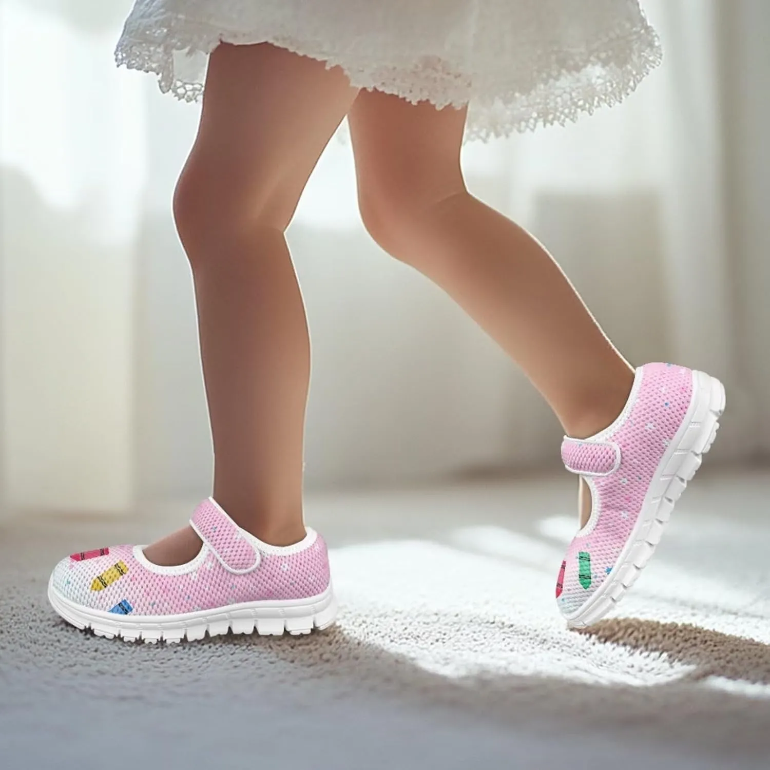 chaqlin Kids Sneaker Mary Jane Slip-On Dress Shoes Boys Girls Lightweight Fashion Breathable Mesh Strap Sneaker Casual School Uniform Shoes