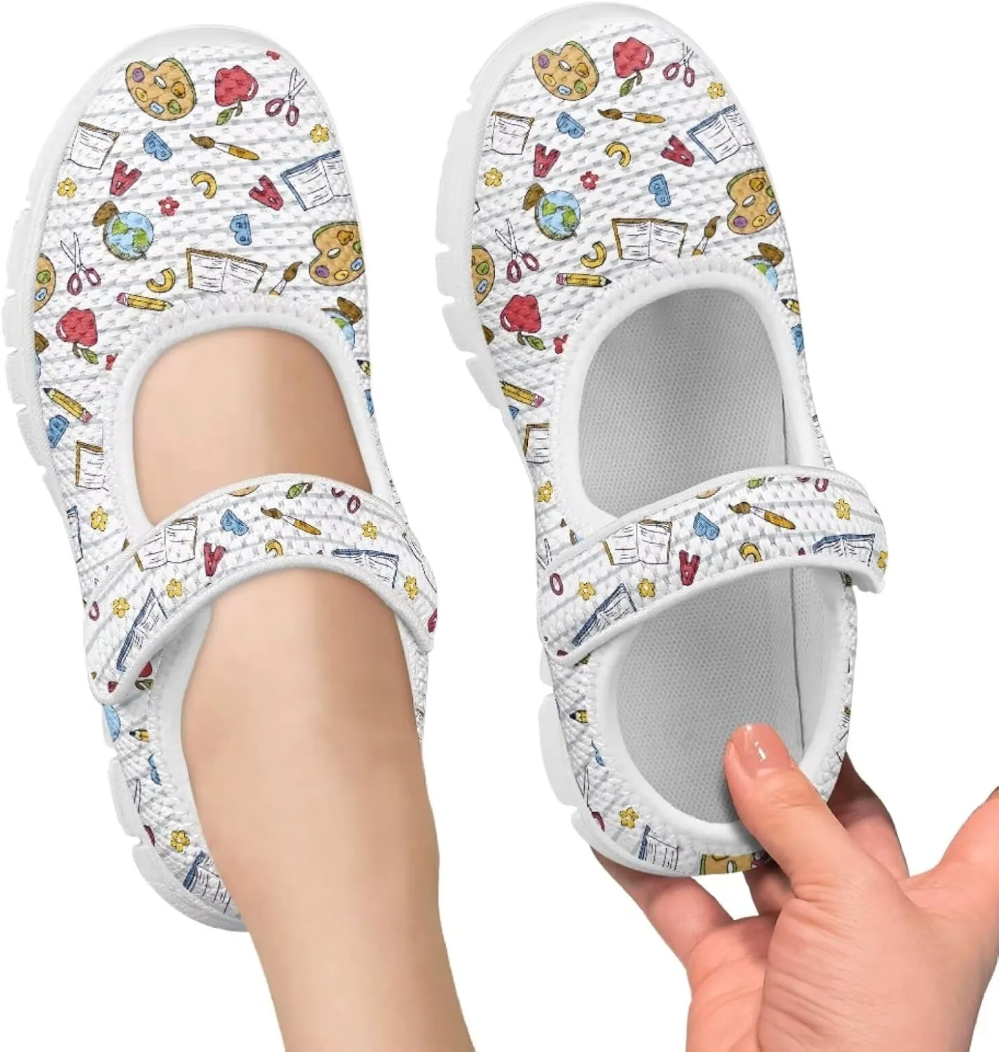 chaqlin Kids Sneaker Mary Jane Slip-On Dress Shoes Boys Girls Lightweight Fashion Breathable Mesh Strap Sneaker Casual School Uniform Shoes