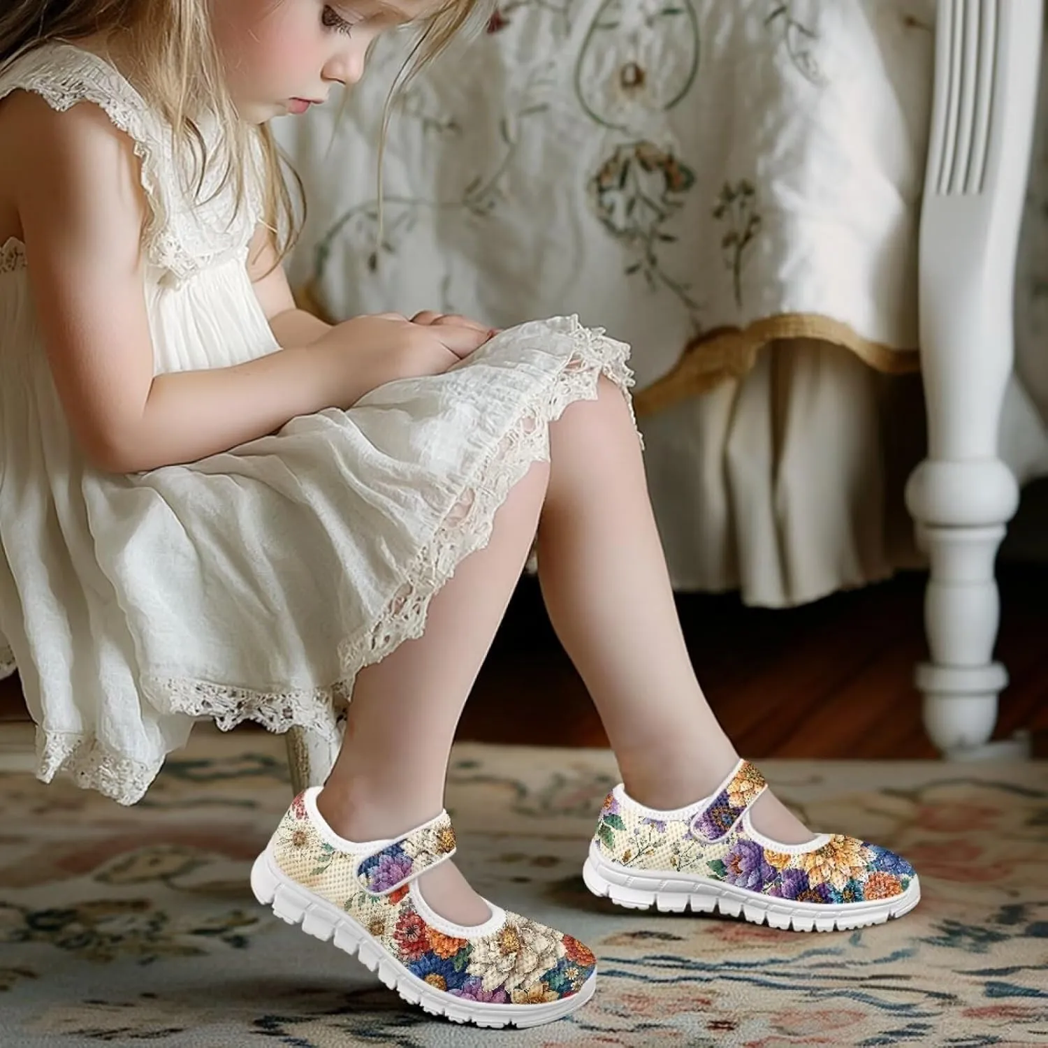 chaqlin Kids Tennis Shoes Slip-On Sneaker Mary Jane Girls Boys Breathable Mesh Sports Shoes Wide Barefoot Walking Flat Shoes
