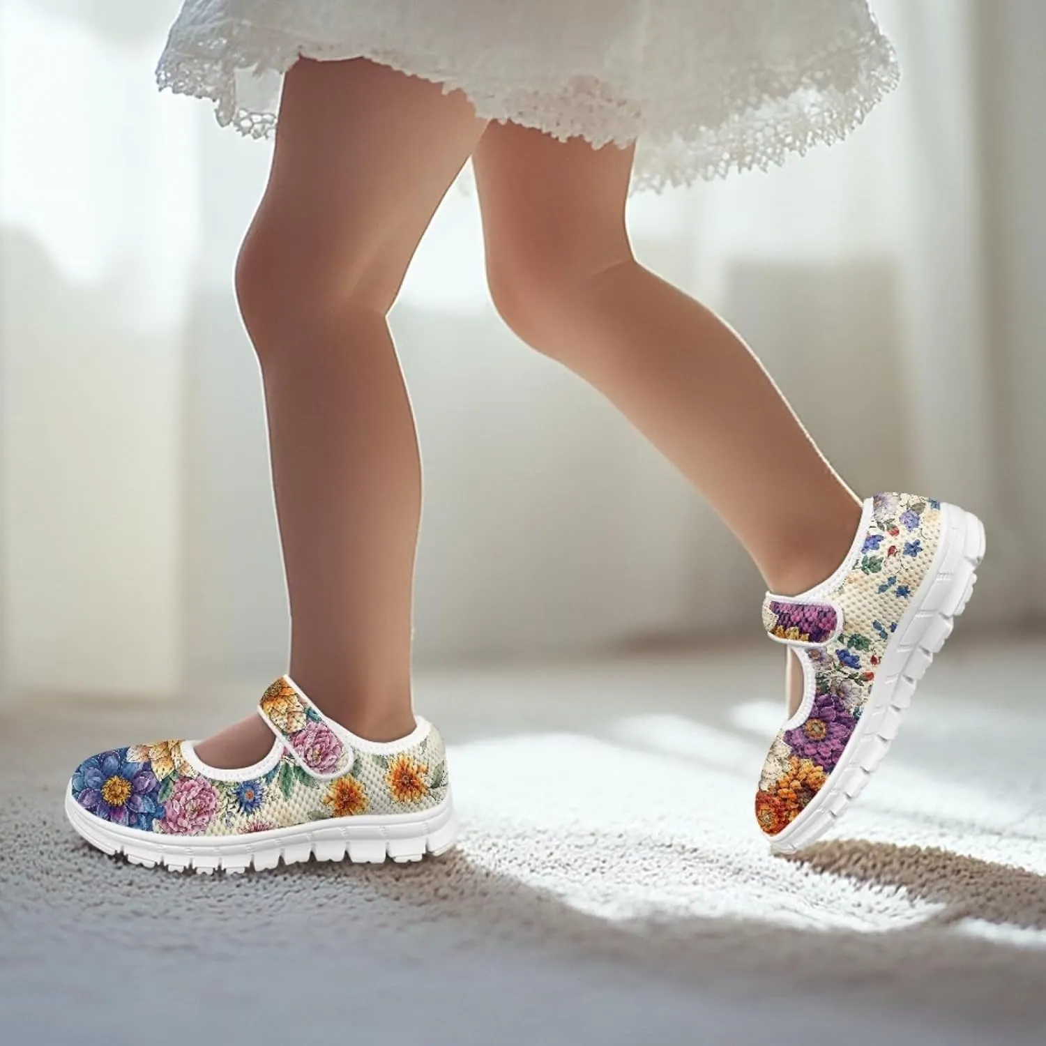 chaqlin Kids Tennis Shoes Slip-On Sneaker Mary Jane Girls Boys Breathable Mesh Sports Shoes Wide Barefoot Walking Flat Shoes