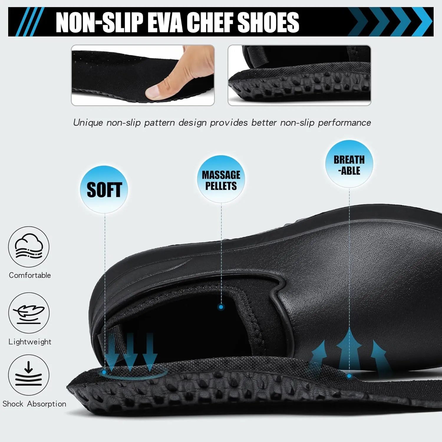 Chef Slip-Resistant Waterproof Work Shoes, Black