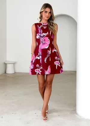 Clarissa Dress - Wine Floral