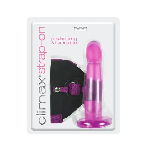 Climax Strap On Pink Ice Dong & Harness Set