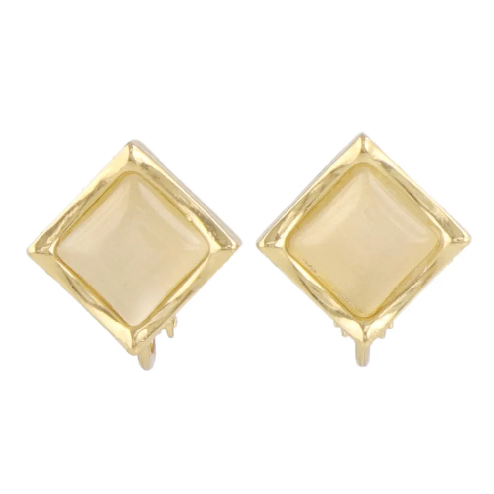 Color Stone Square Clip Ons