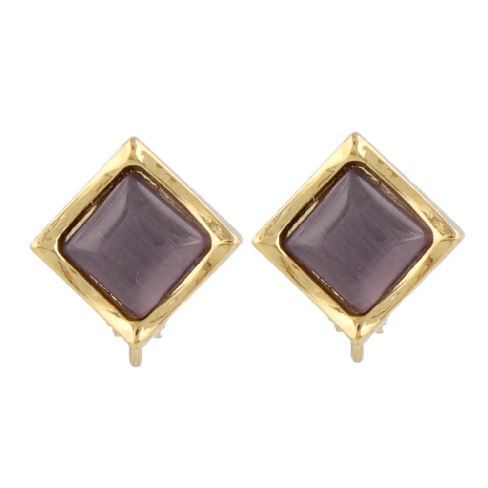 Color Stone Square Clip Ons