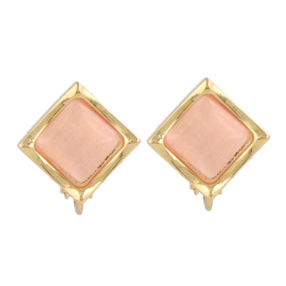 Color Stone Square Clip Ons