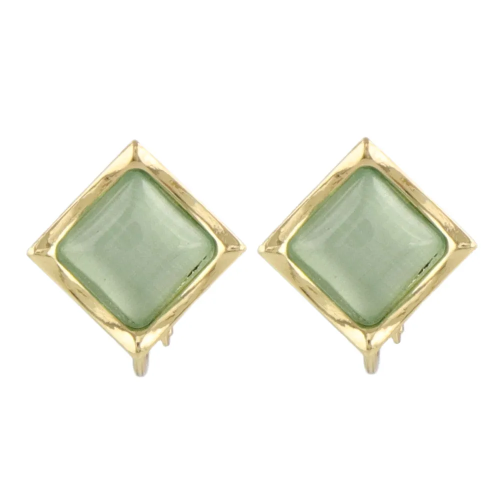 Color Stone Square Clip Ons