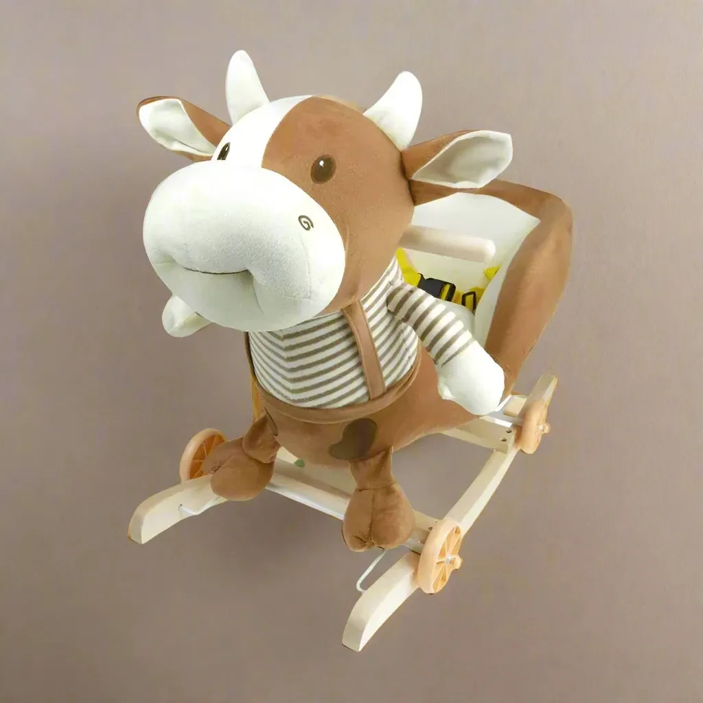 Cuddly Companion Meets Adventure: Rocking Cow with Wheels for Endless Indoor Fun
