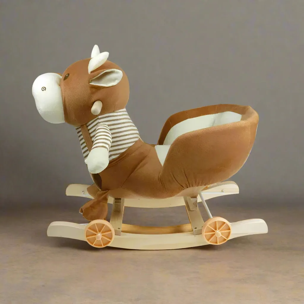 Cuddly Companion Meets Adventure: Rocking Cow with Wheels for Endless Indoor Fun