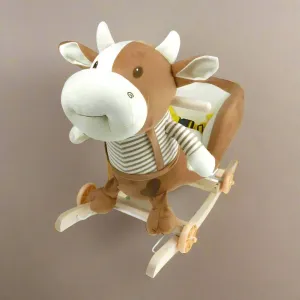Cuddly Companion Meets Adventure: Rocking Cow with Wheels for Endless Indoor Fun