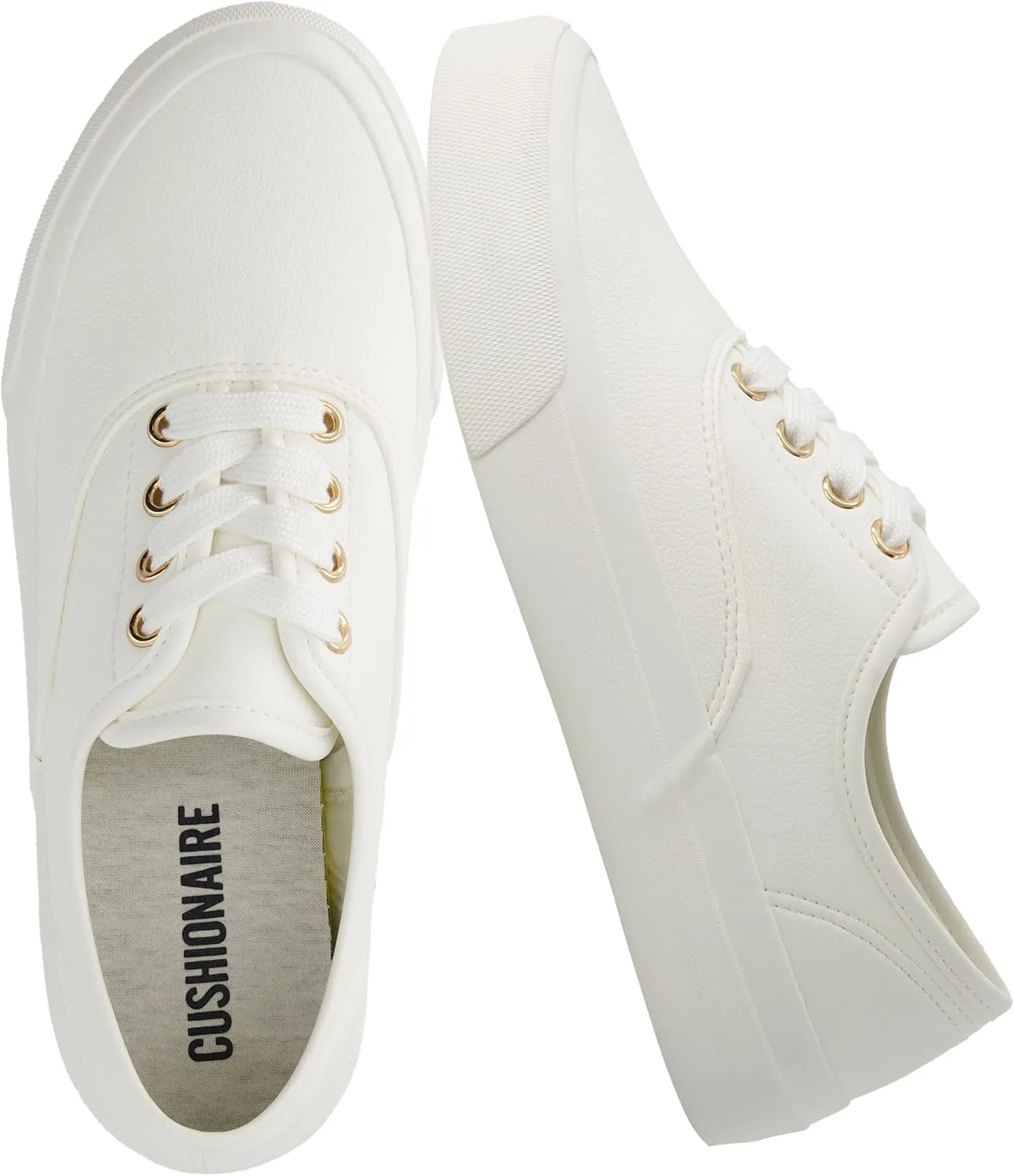 CUSHIONAIRE Womens Freshman Canvas Lace-Up Sneaker with Memory Foam, Wide Widths Available | Casual Walking Shoes, Lightweight & Comfortable