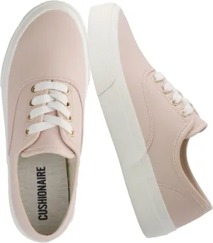 CUSHIONAIRE Womens Freshman Canvas Lace-Up Sneaker with Memory Foam, Wide Widths Available | Casual Walking Shoes, Lightweight & Comfortable