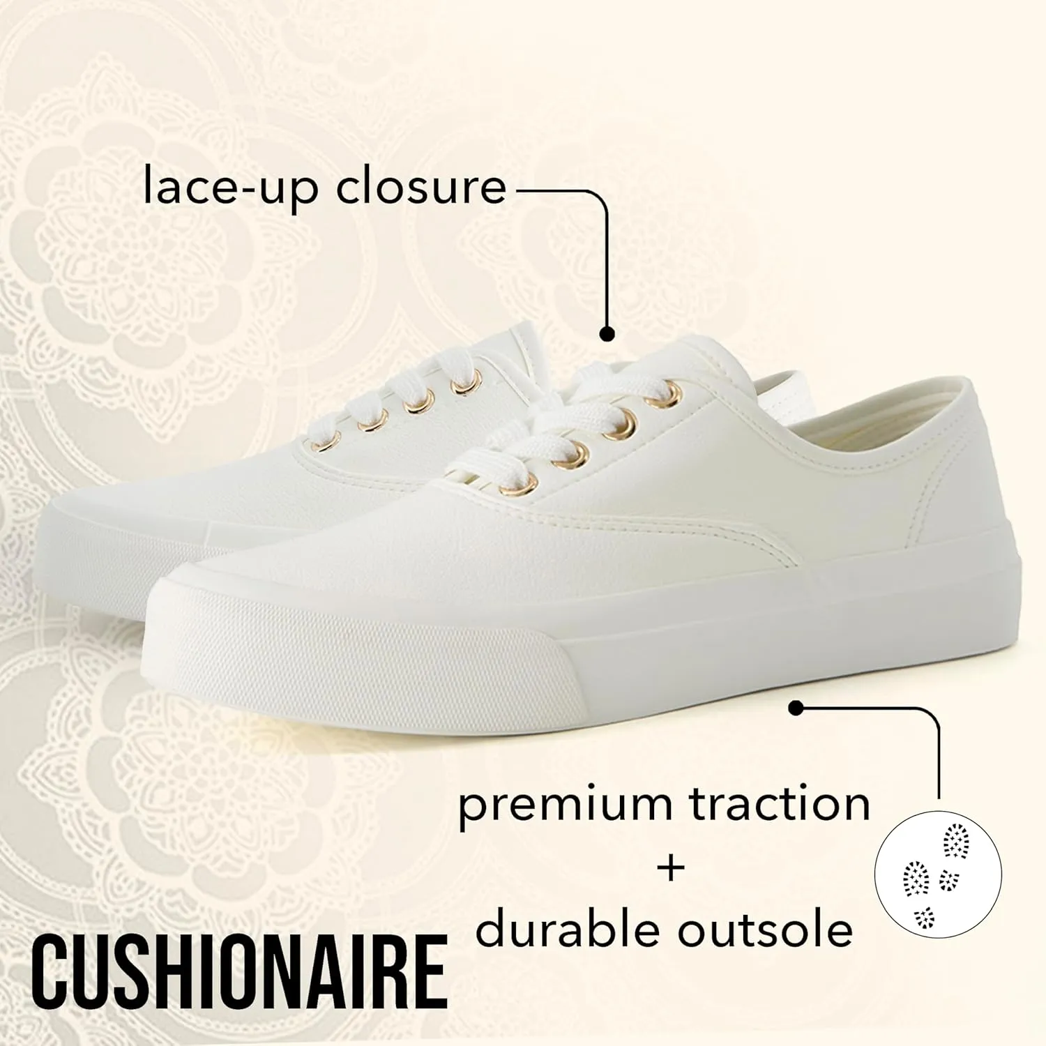 CUSHIONAIRE Womens Freshman Canvas Lace-Up Sneaker with Memory Foam, Wide Widths Available | Casual Walking Shoes, Lightweight & Comfortable
