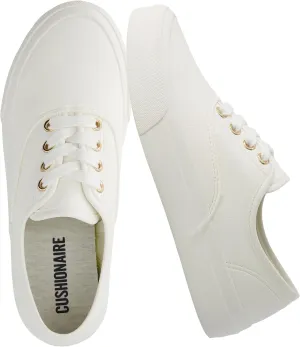 CUSHIONAIRE Womens Freshman Canvas Lace-Up Sneaker with Memory Foam, Wide Widths Available | Casual Walking Shoes, Lightweight & Comfortable